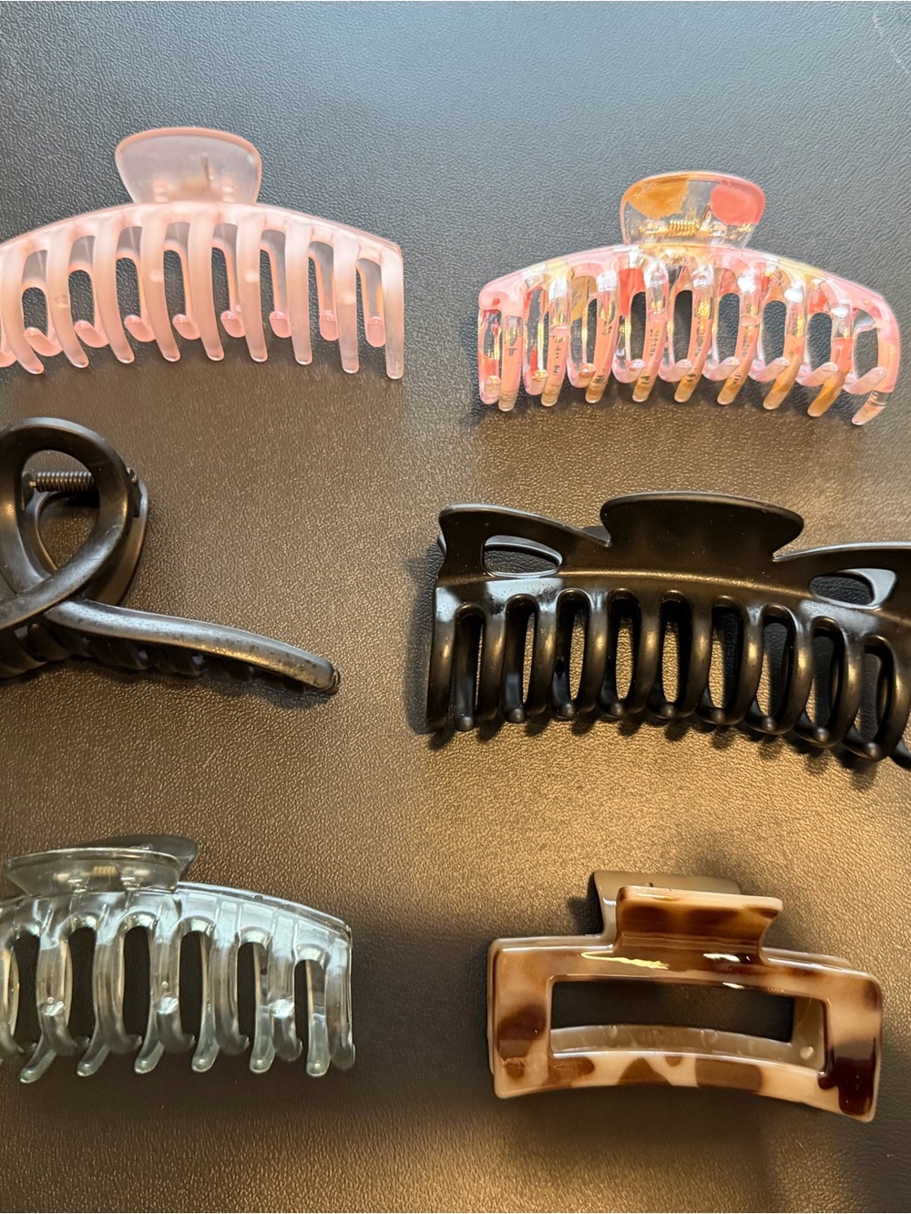 Assorted Men’s Hair Claw Clips - Black, Pink, Clear, Tortoiseshell